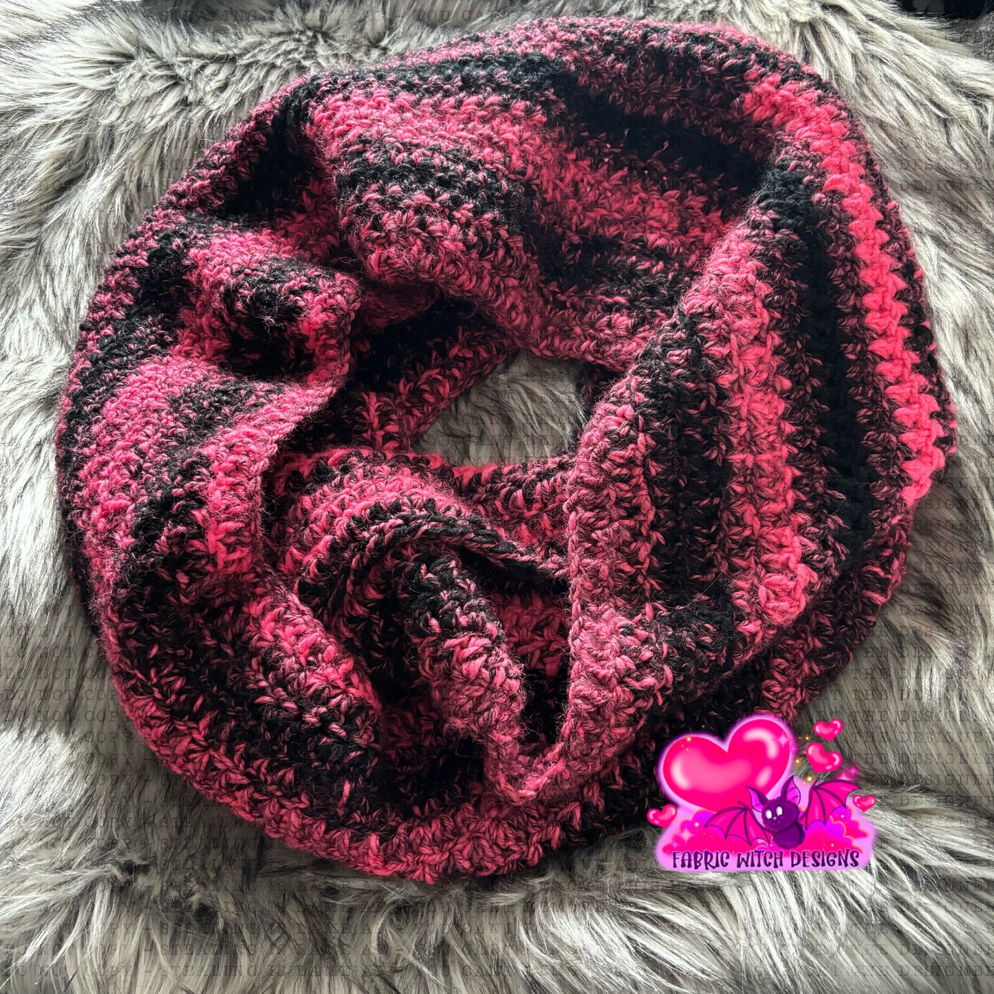Hot Pink & Black Infinity Scarf