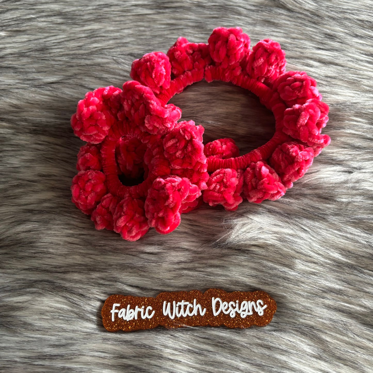 Neon Pink Crochet Scrunchie