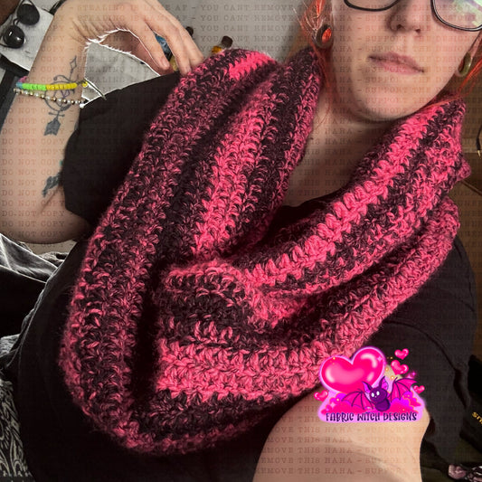 Hot Pink & Black Infinity Scarf
