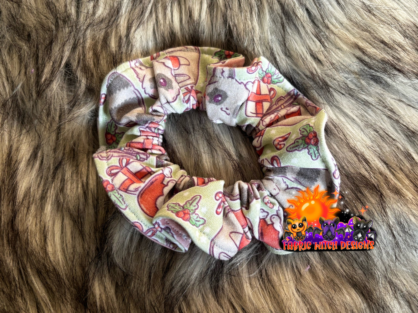 Christmas Raccoon Scrunchie