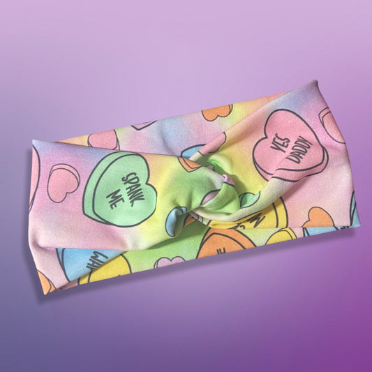 Sexy Conversation Hearts Twist Headband