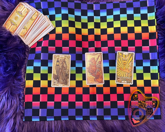 Rainbow Checkers Tarot Cloth