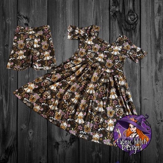 Coffee Cows 4T Wesley Dress & Bikers