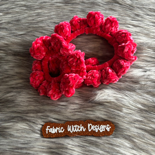 Neon Pink Crochet Scrunchie