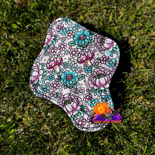 Pink Floral Shroom 8.5” Light Cloth Pad